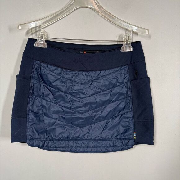 Smartwool Smartloft nylon quilted Low Rise Pull On mini Skirt navy medium - Picture 1 of 9